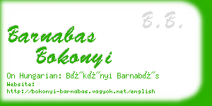 barnabas bokonyi business card